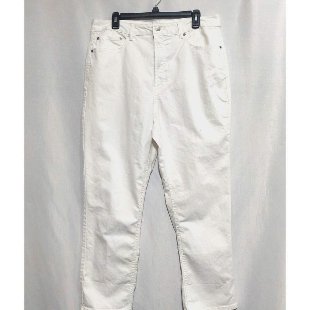Frye Womens 14 White Denim Jeans High Rise 5 Pockets Straight Leg Stretch Zipper